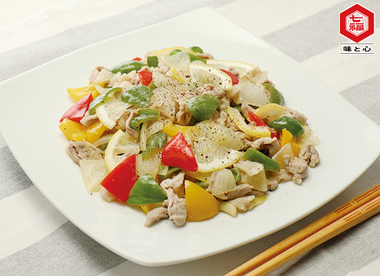 レモン香る♪豚肉とカラフル野菜の白だし炒め